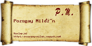 Pozsgay Milán névjegykártya